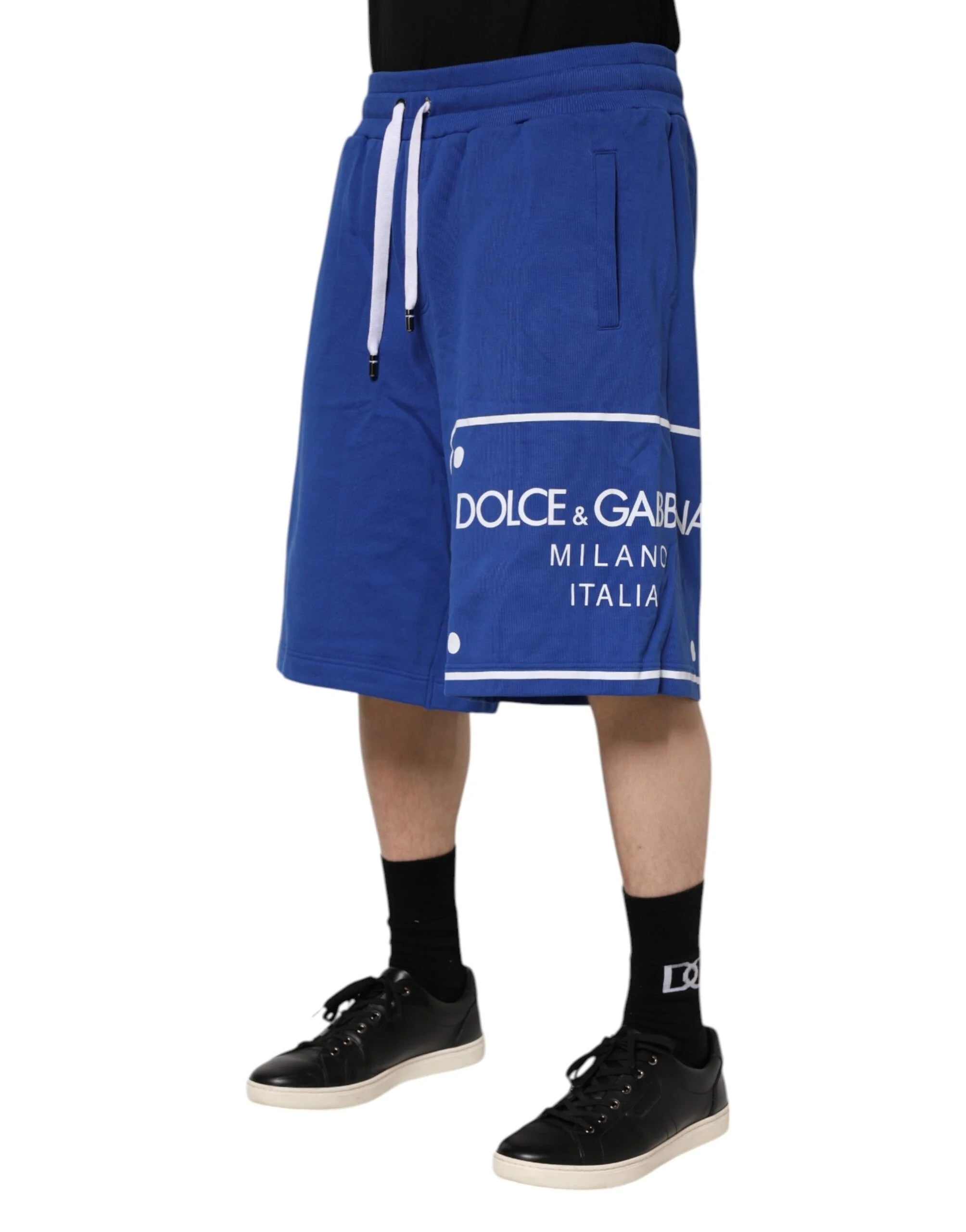 Dolce & Gabbana Blue Logo Cotton Bermuda Sweatshorts Shorts - IT48 | M - Bermudas