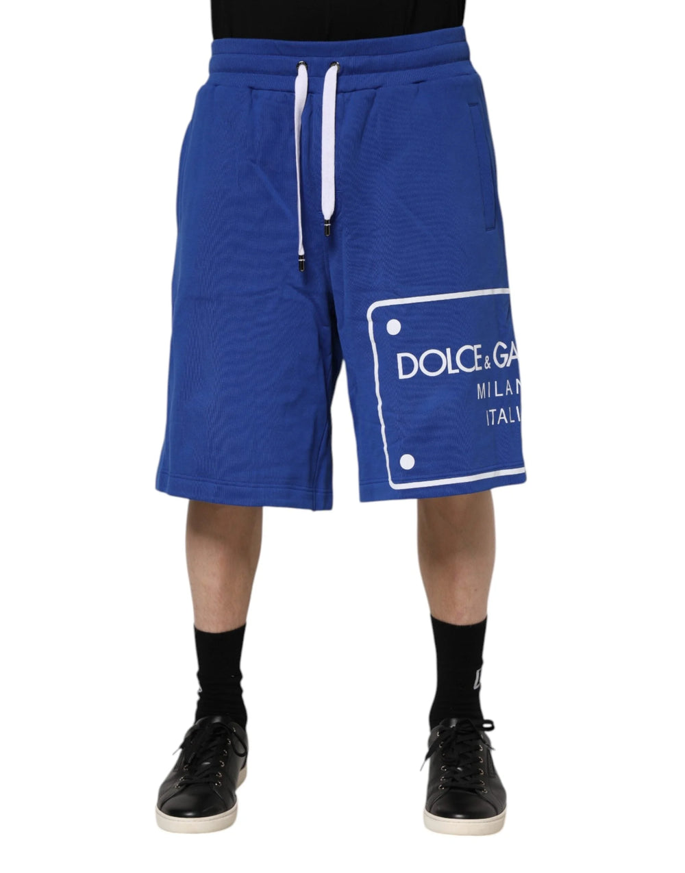 Dolce & Gabbana Blue Logo Cotton Bermuda Sweatshorts Shorts - IT48 | M - Bermudas