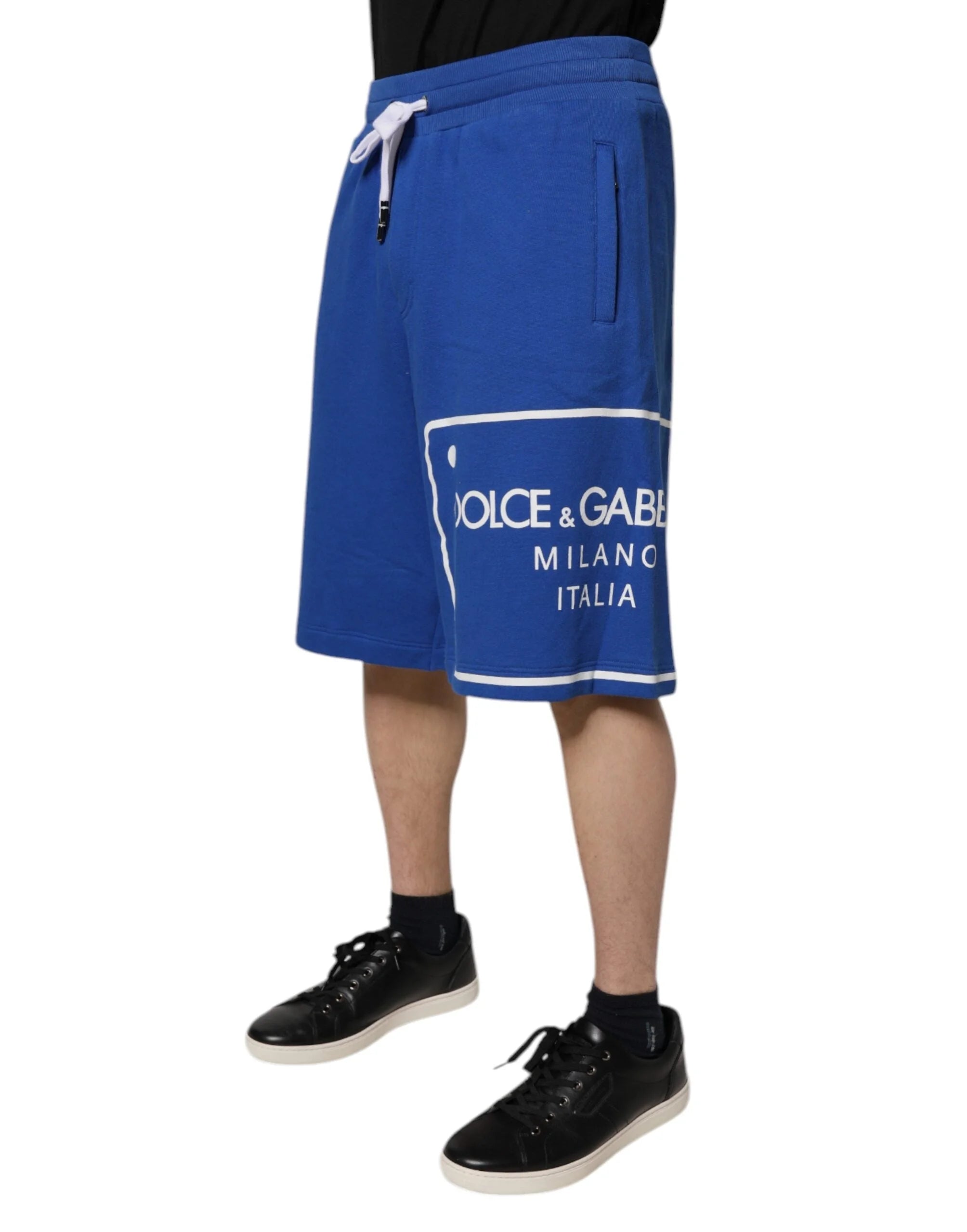 Dolce & Gabbana Blue Logo Cotton Bermuda Sweatshorts Shorts - IT48 | M - Bermudas