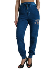 Dolce & Gabbana Blue Logo Cotton Jogger Sweatpants Pants - IT40|S - Joggers