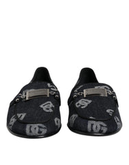 Dolce & Gabbana Blue Logo Cotton Loafers Formal Dress Shoes