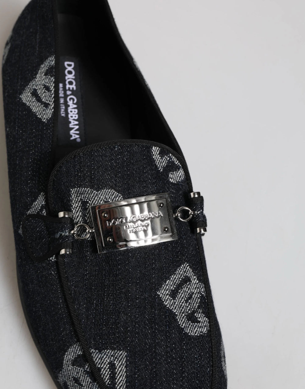 Dolce & Gabbana Blue Logo Cotton Loafers Formal Dress Shoes - EU43/US10 - Flats