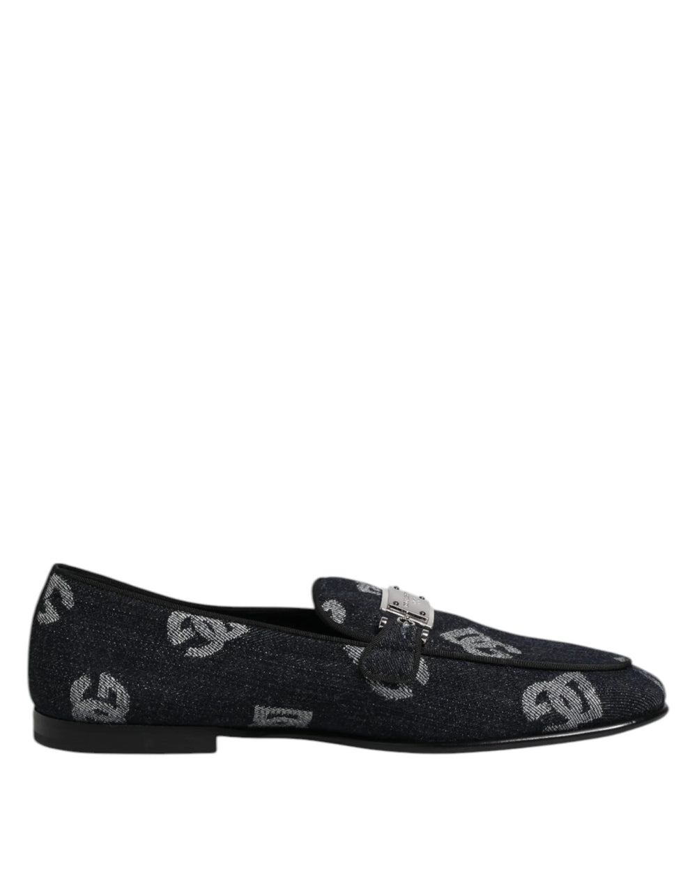 Dolce & Gabbana Blue Logo Cotton Loafers Formal Dress Shoes - EU43/US10 - Flats