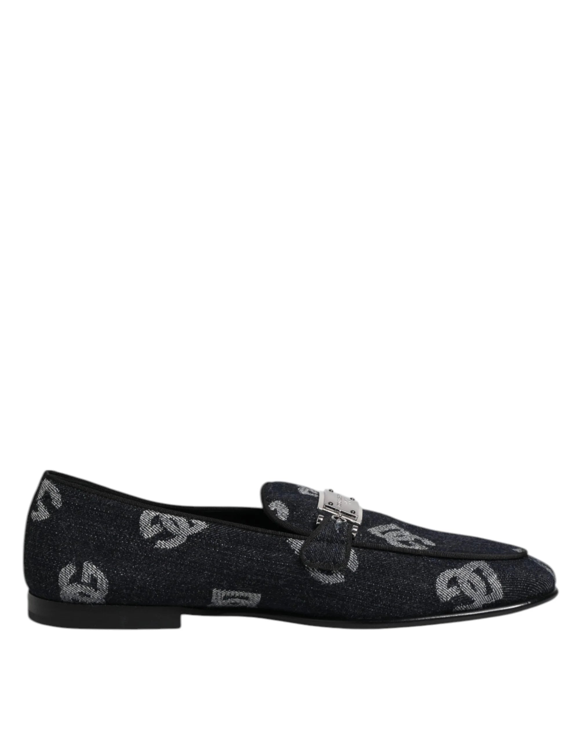 Dolce & Gabbana Blue Logo Cotton Loafers Formal Dress Shoes - EU43/US10 - Flats
