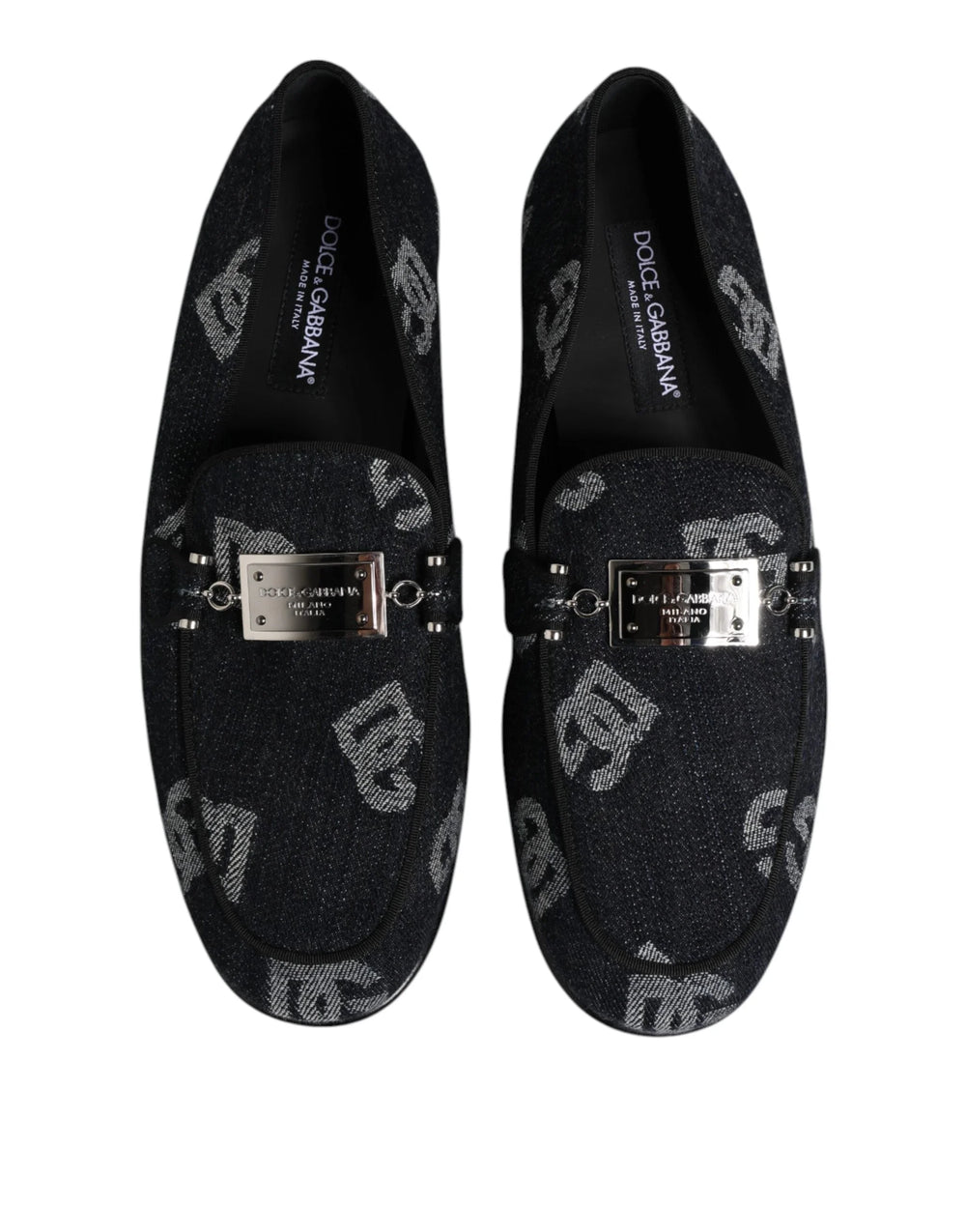 Dolce & Gabbana Blue Logo Cotton Loafers Formal Dress Shoes - EU43/US10 - Flats