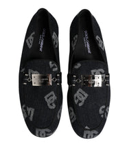 Dolce & Gabbana Blue Logo Cotton Loafers Formal Dress Shoes - EU43/US10 - Flats