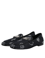 Dolce & Gabbana Blue Logo Cotton Loafers Formal Dress Shoes - Flats