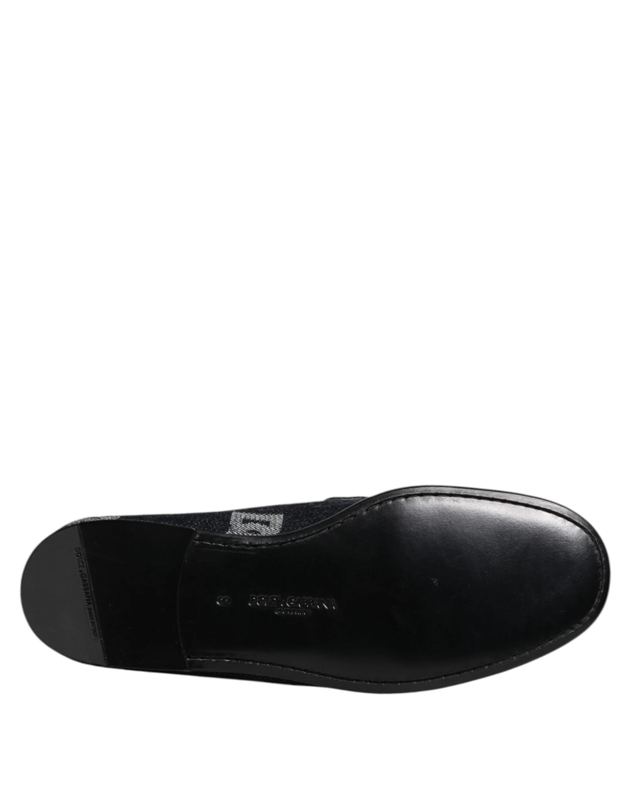 Dolce & Gabbana Blue Logo Cotton Loafers Formal Dress Shoes - Flats