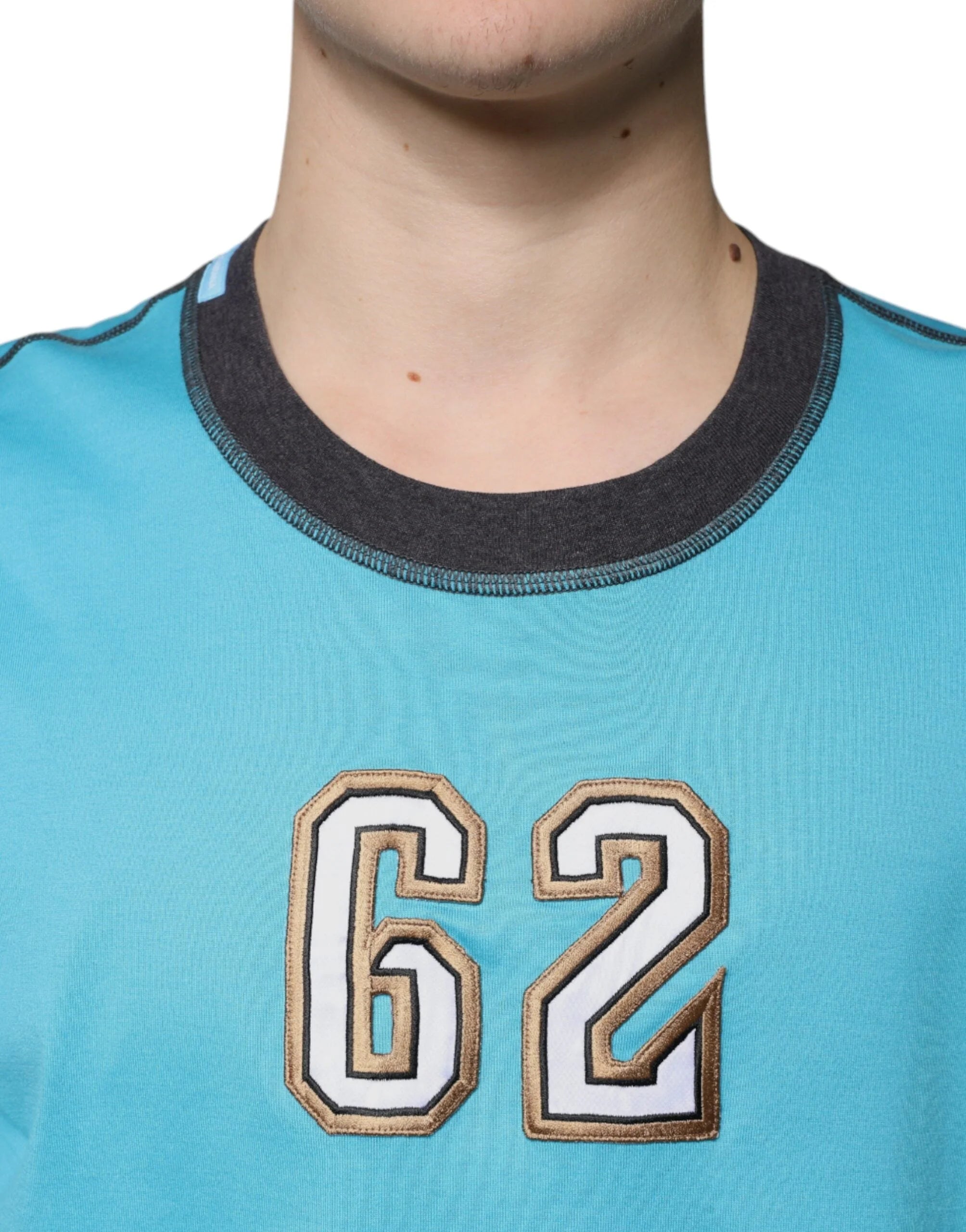 Dolce & Gabbana Blue Logo Crew Neck Short Sleeves T-shirt - IT52 | XL - T-Shirts