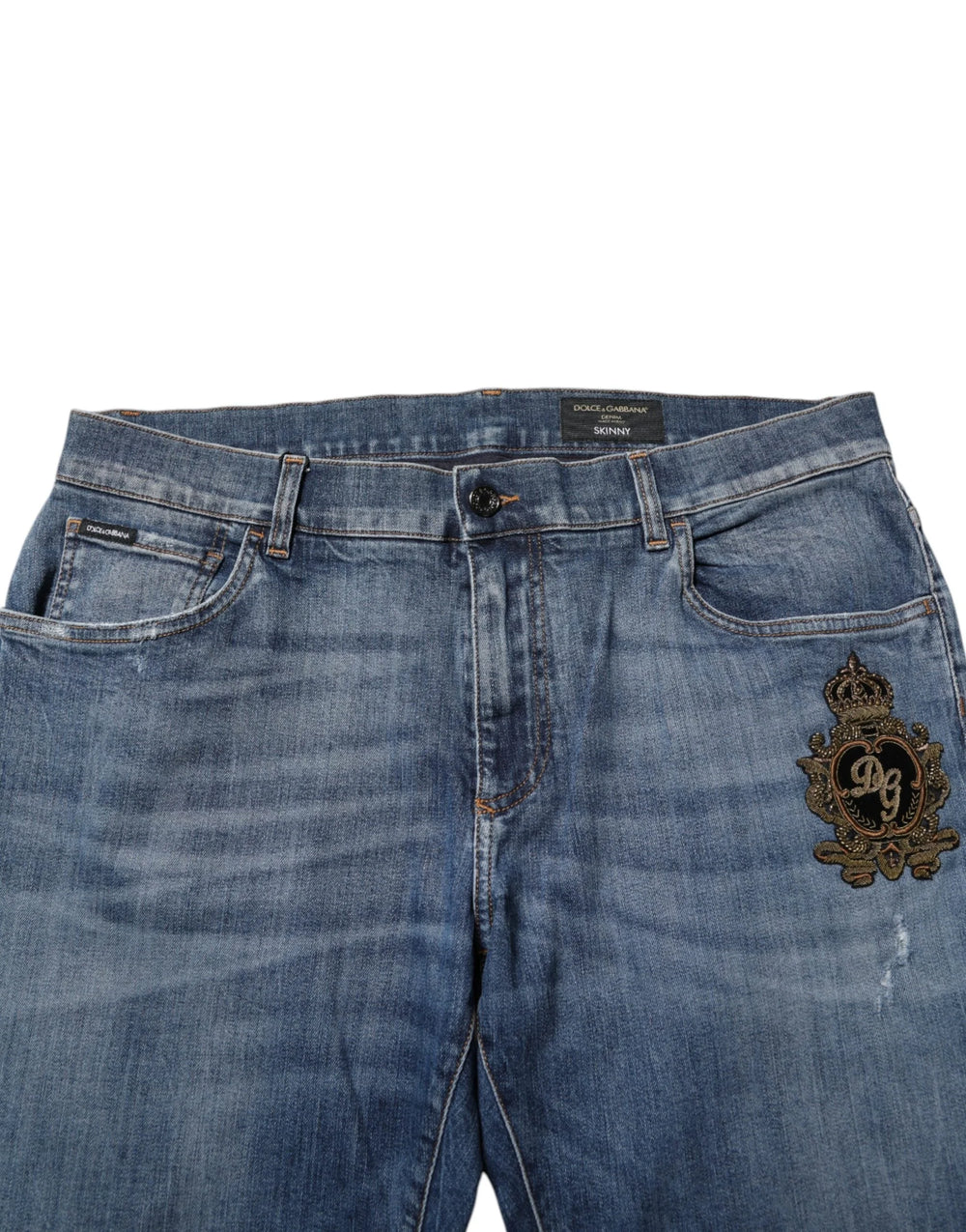 Dolce & Gabbana Blue Logo Embroidery Denim Jeans - IT56 | XXL - Jeans