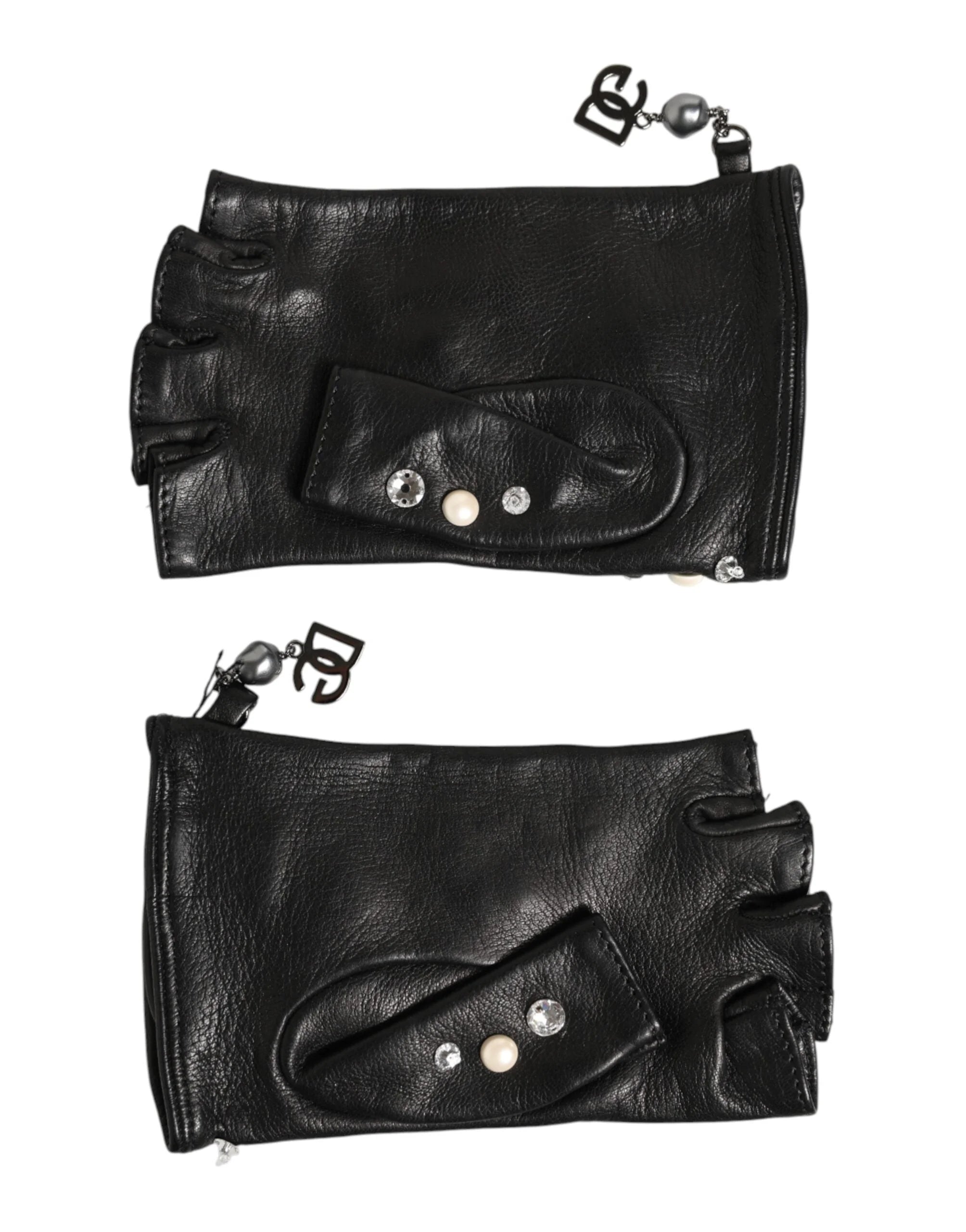 Dolce & Gabbana Blue Logo Fingerless Wrist Length Mitten Gloves - 7|S