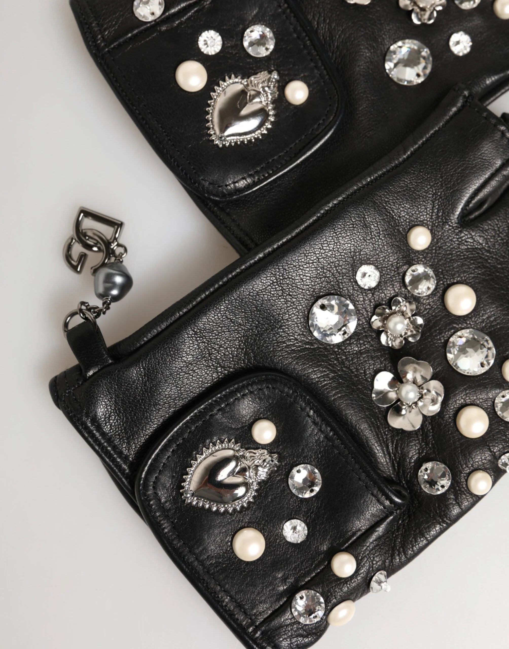 Dolce & Gabbana Blue Logo Fingerless Wrist Length Mitten Gloves - 7|S