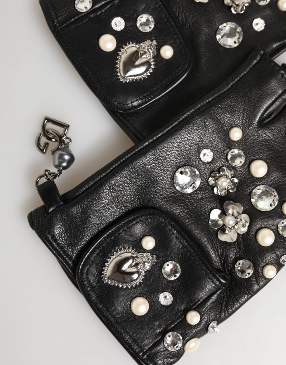 Dolce & Gabbana Blue Logo Fingerless Wrist Length Mitten Gloves - 7|S