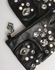 Dolce & Gabbana Blue Logo Fingerless Wrist Length Mitten Gloves - 7|S