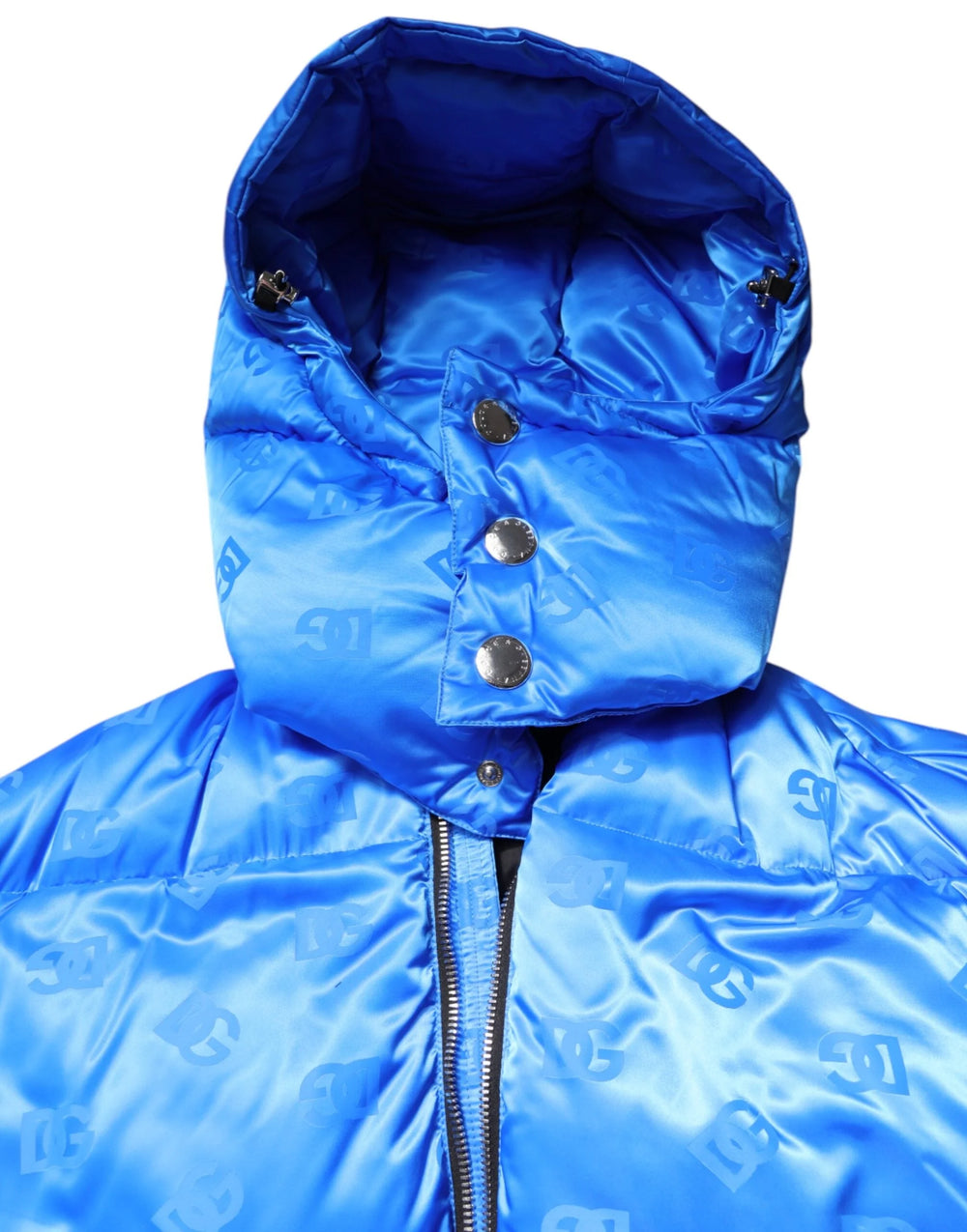 Dolce & Gabbana Blue Logo Full Zip Hooded Quilted Jacket - IT46 | S - Puffer Jackets