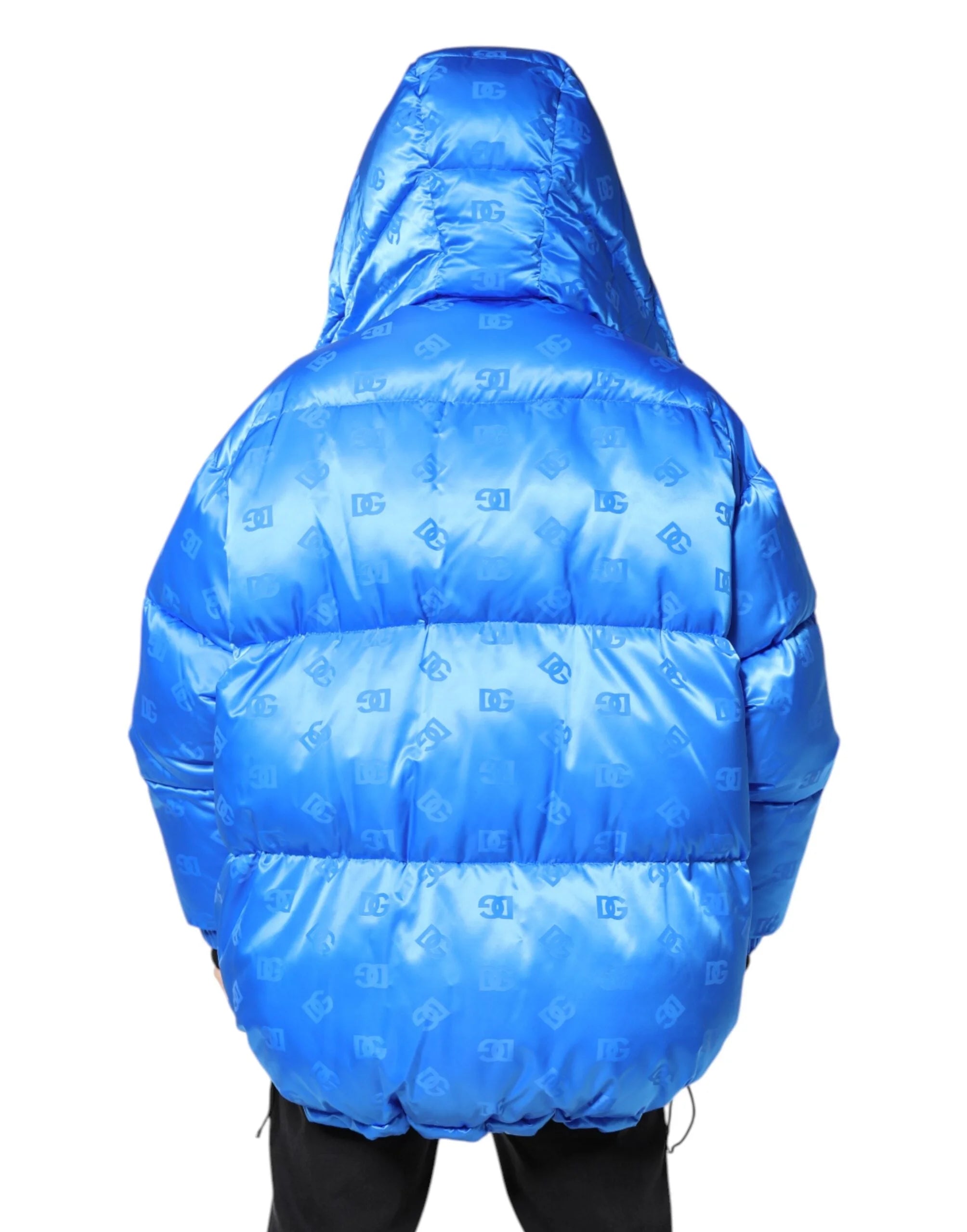 Dolce & Gabbana Blue Logo Full Zip Hooded Quilted Jacket - IT46 | S - Puffer Jackets