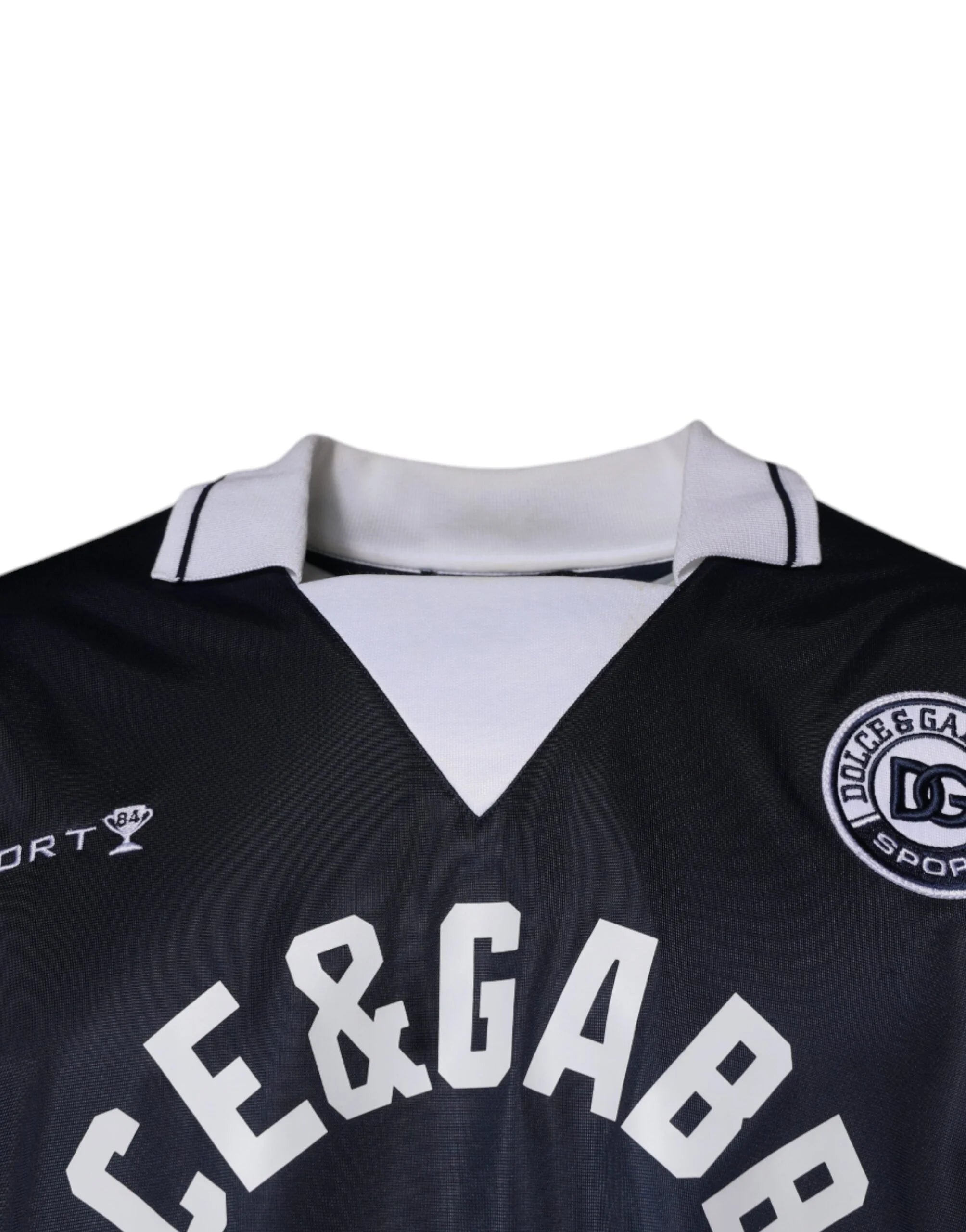 Dolce & Gabbana Blue Logo Jersey Collared Pullover Sweater - IT48 | M - Sweaters