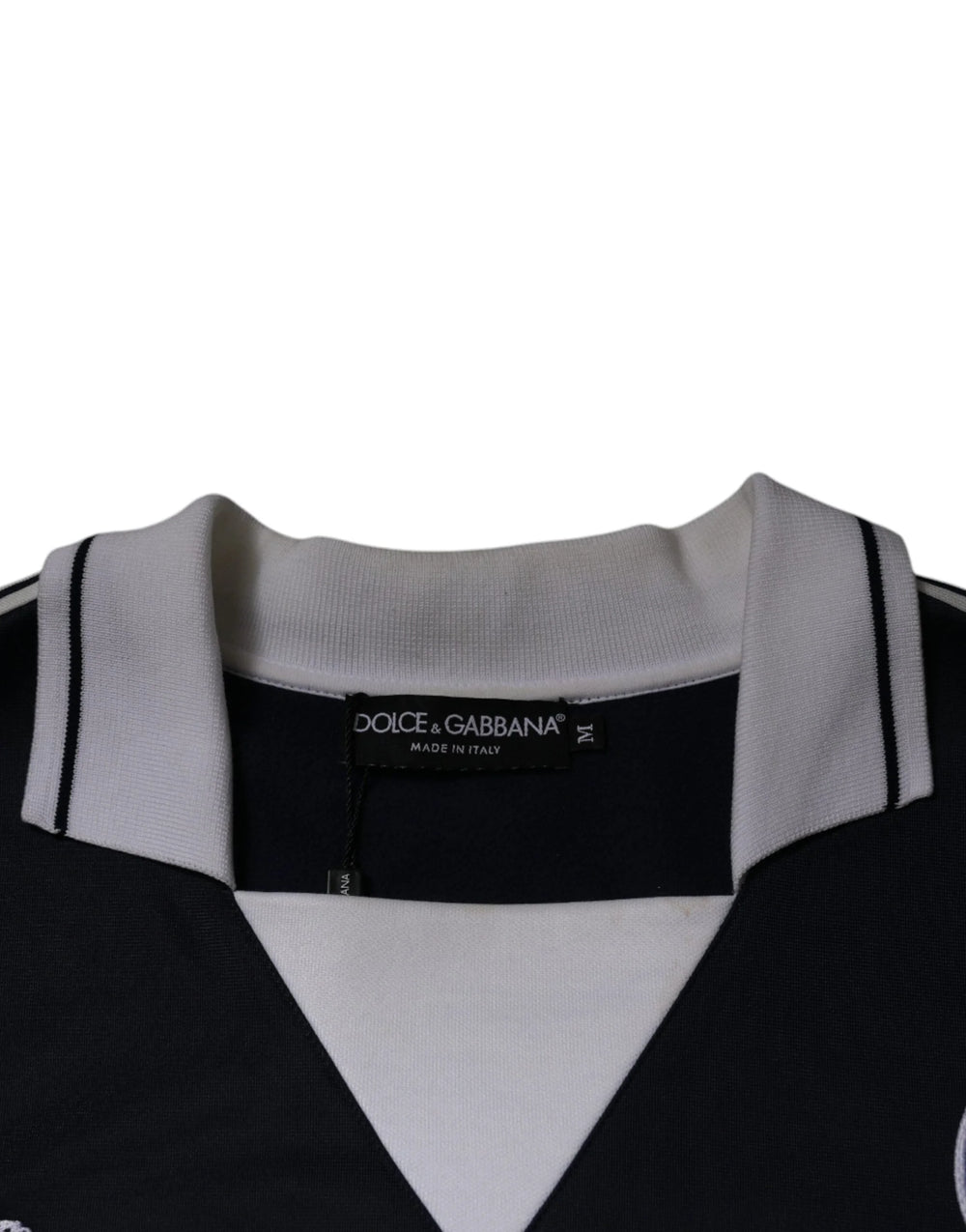 Dolce & Gabbana Blue Logo Jersey Collared Pullover Sweater - IT48 | M - Sweaters