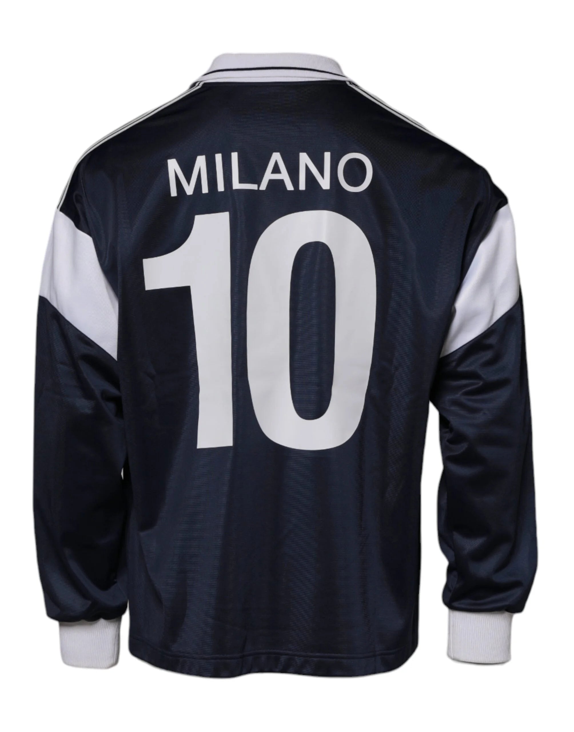 Dolce & Gabbana Blue Logo Jersey Collared Pullover Sweater - IT48 | M - Sweaters