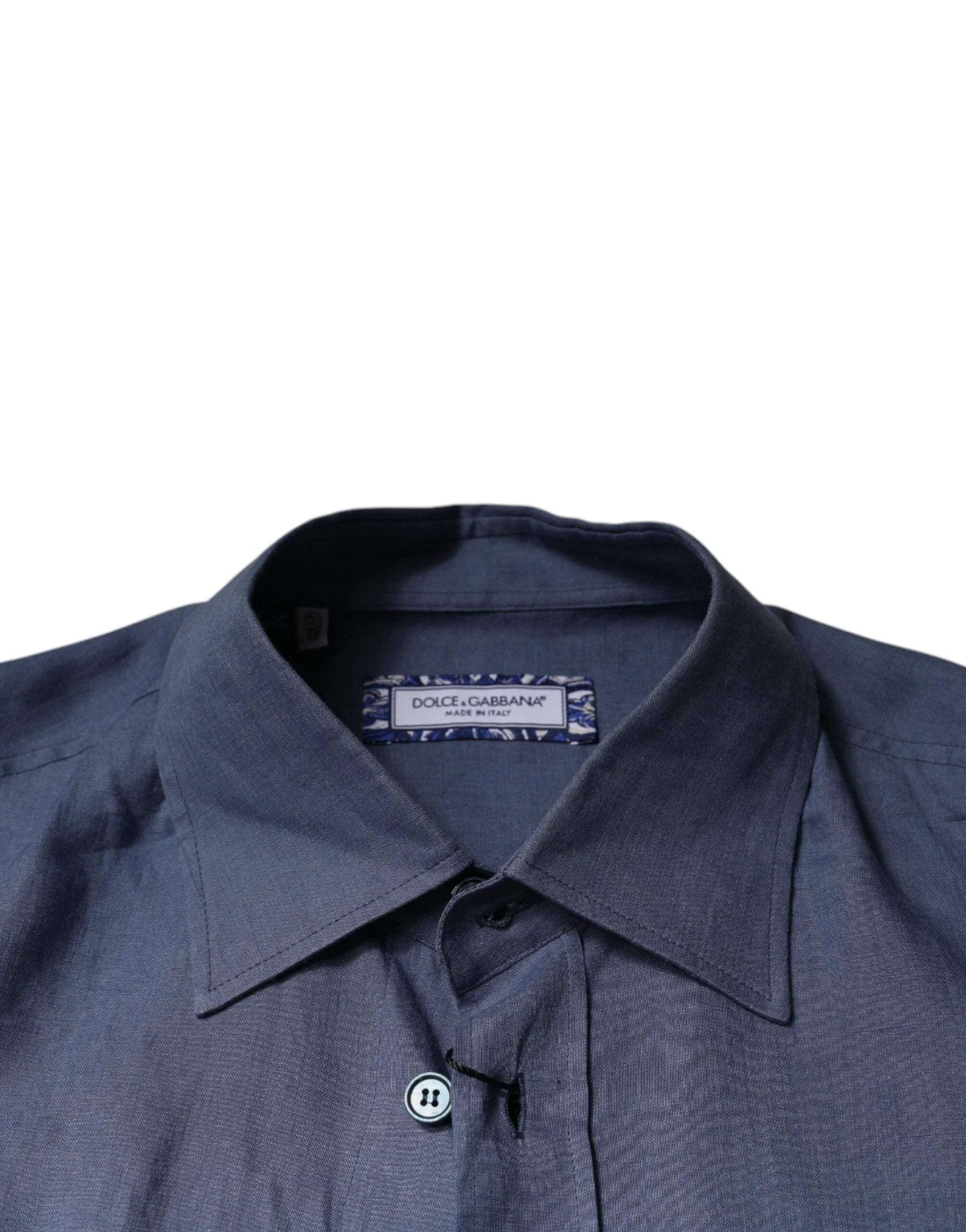 Dolce & Gabbana Blue Logo Long Sleeve Button Down Casual Shirt - IT39 | S - Shirts