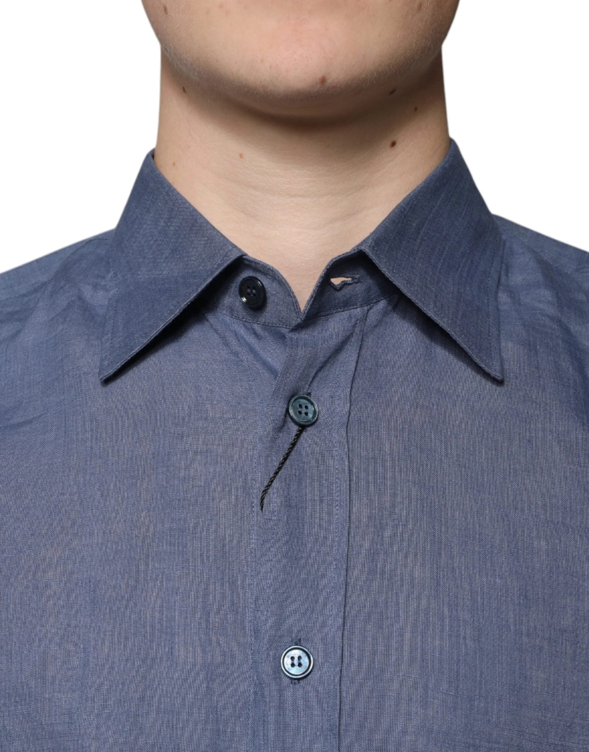 Dolce & Gabbana Blue Logo Long Sleeve Button Down Casual Shirt - IT39 | S - Shirts