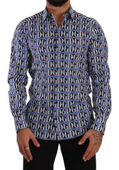 Dolce & Gabbana Blue Logo Mania Slim Fit Cotton Shirt - Shirts