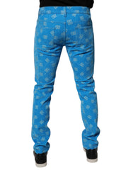 Dolce & Gabbana Blue Logo Monogram Cotton Skinny Denim Jeans - IT48 | M