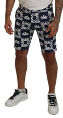 Dolce & Gabbana Blue Logo Print Cotton Chinos Shorts - Chino Shorts