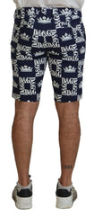 Dolce & Gabbana Blue Logo Print Cotton Chinos Shorts - Chino Shorts