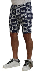 Dolce & Gabbana Blue Logo Print Cotton Chinos Shorts - Chino Shorts