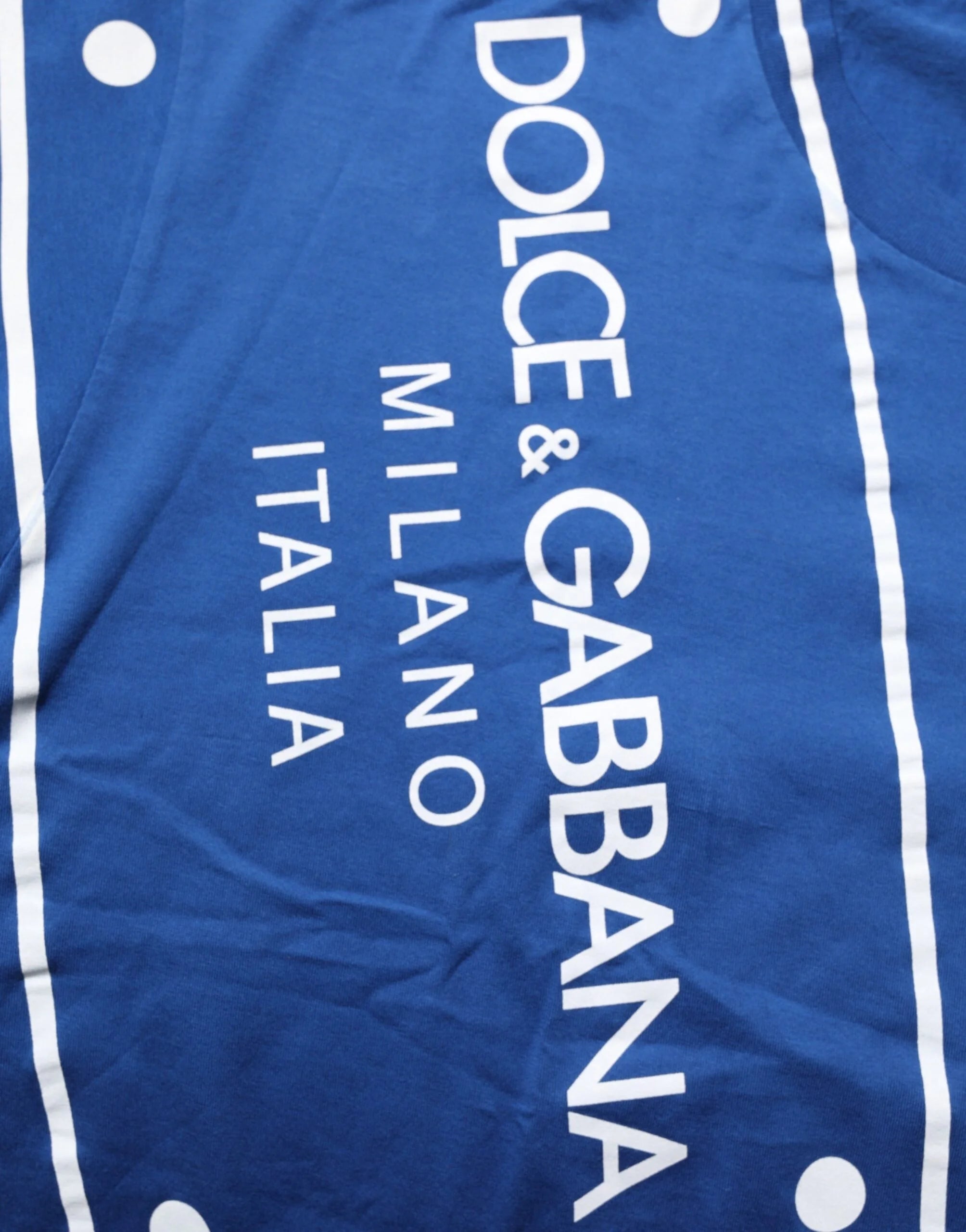 Dolce & Gabbana Blue Logo Print Cotton Crew Neck Men T-shirt - IT54 | XL