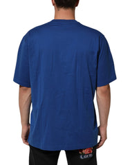 Dolce & Gabbana Blue Logo Print Cotton Crew Neck Men T-shirt - IT54 | XL