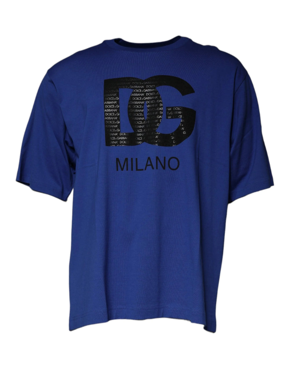 Dolce & Gabbana Blue Logo Print Cotton Men Crew Neck T-shirt - IT50 | L - T-Shirts