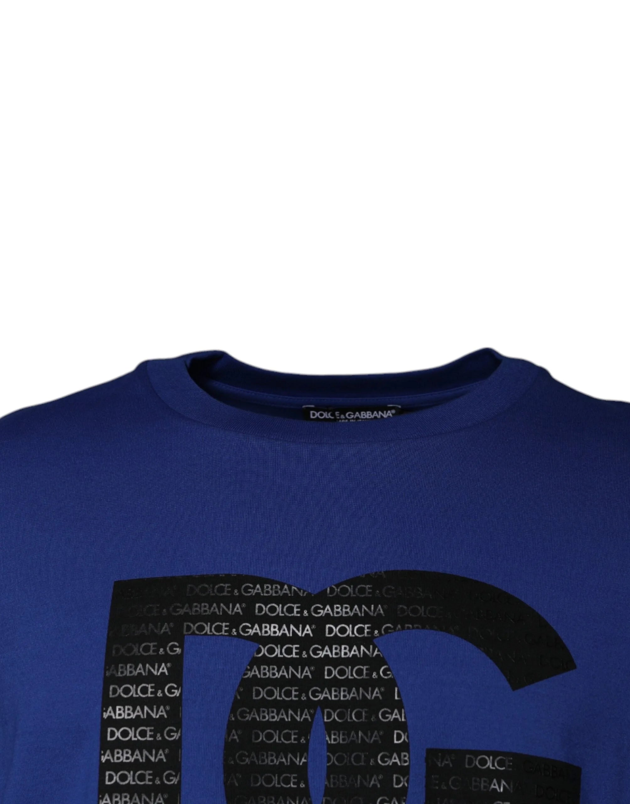 Dolce & Gabbana Blue Logo Print Cotton Men Crew Neck T-shirt - IT50 | L - T-Shirts