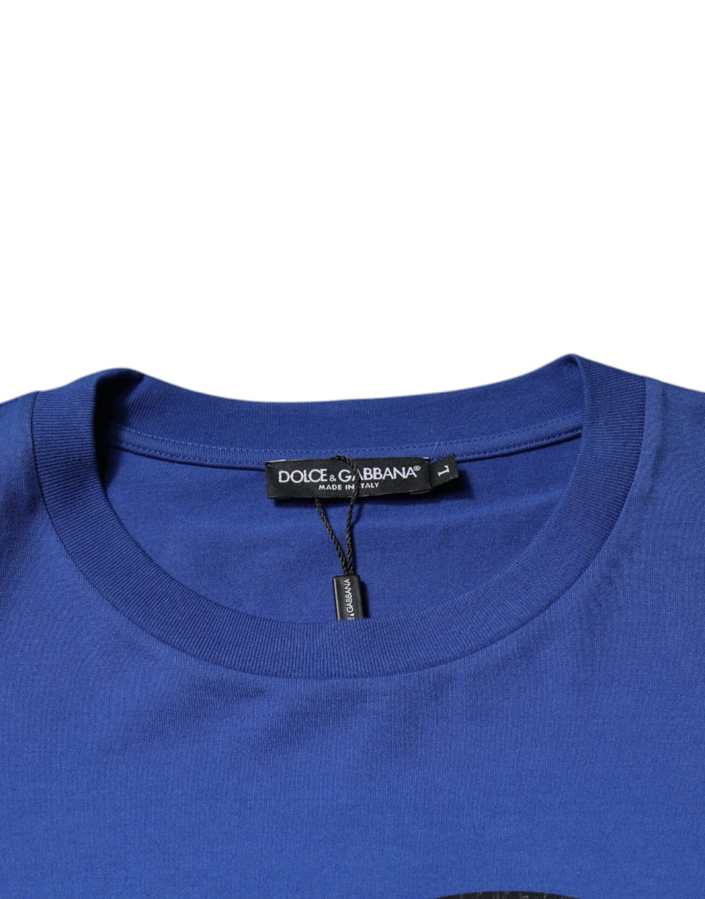 Dolce & Gabbana Blue Logo Print Cotton Men Crew Neck T-shirt - IT50 | L - T-Shirts
