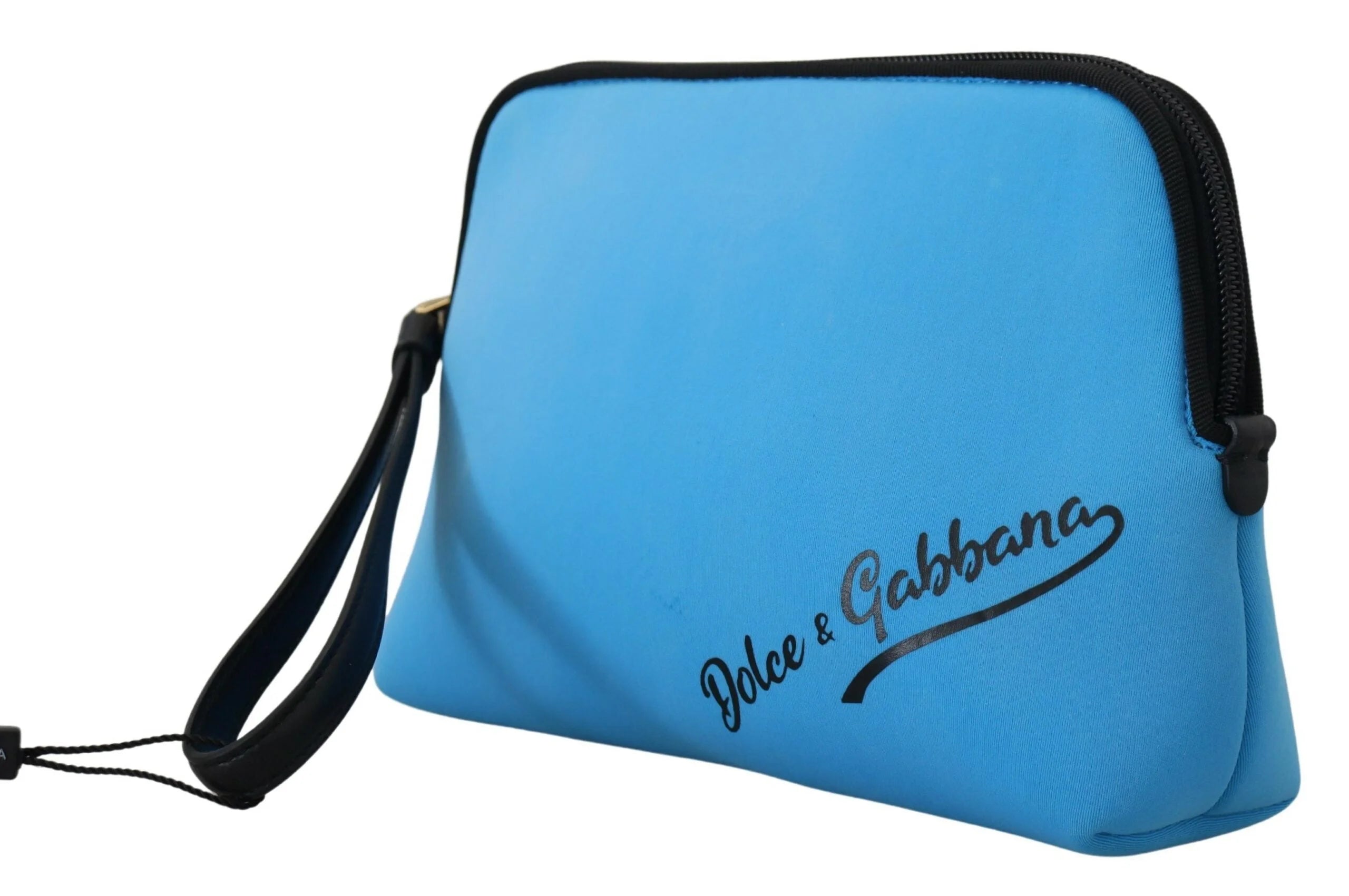 Dolce & Gabbana Blue Logo Print Hand Pouch Leopard Print Toiletry Bag - Toiletry Bags