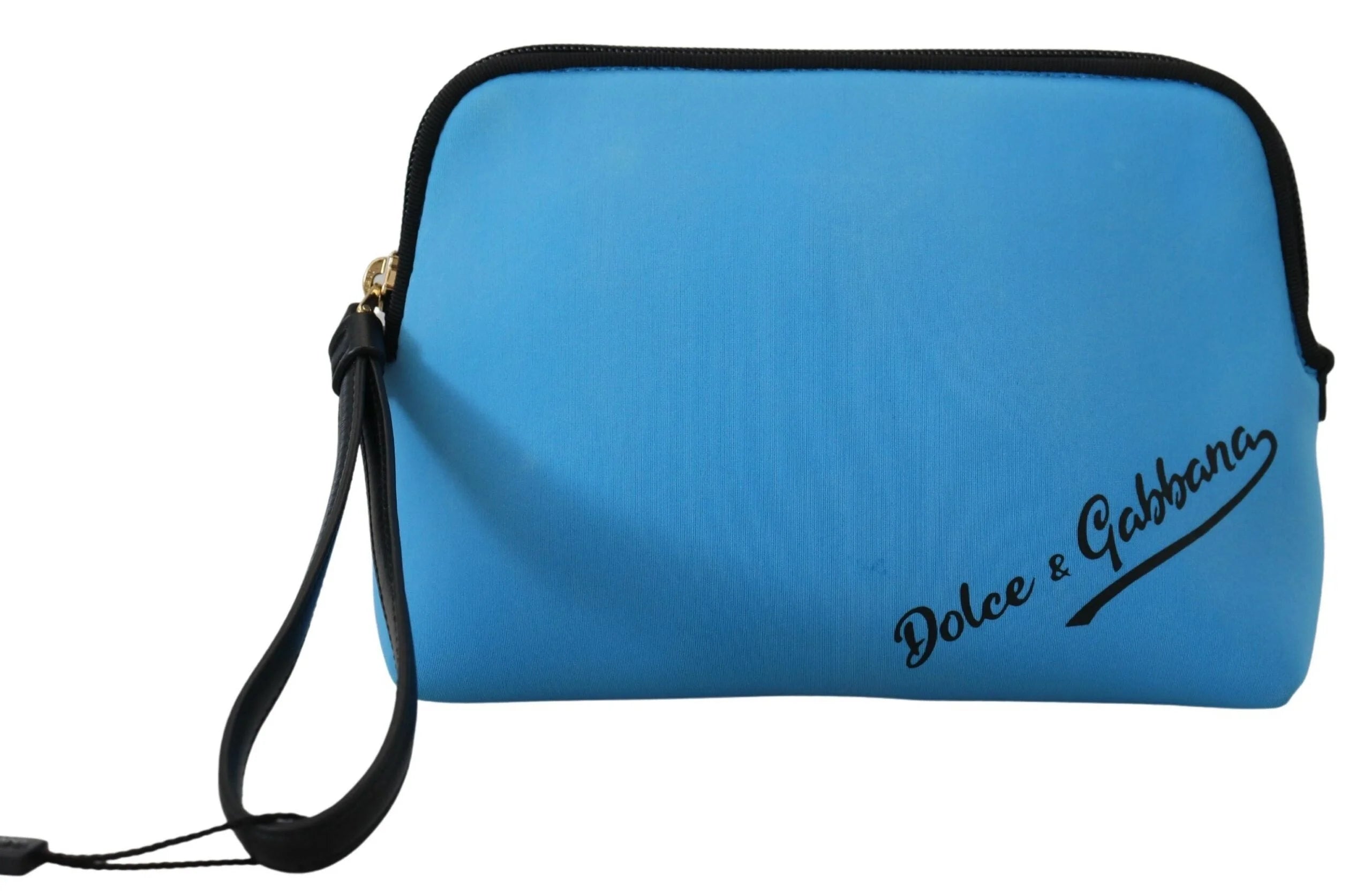 Dolce & Gabbana Blue Logo Print Hand Pouch Leopard Print Toiletry Bag - Toiletry Bags