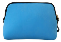Dolce & Gabbana Blue Logo Print Hand Pouch Leopard Print Toiletry Bag - Toiletry Bags