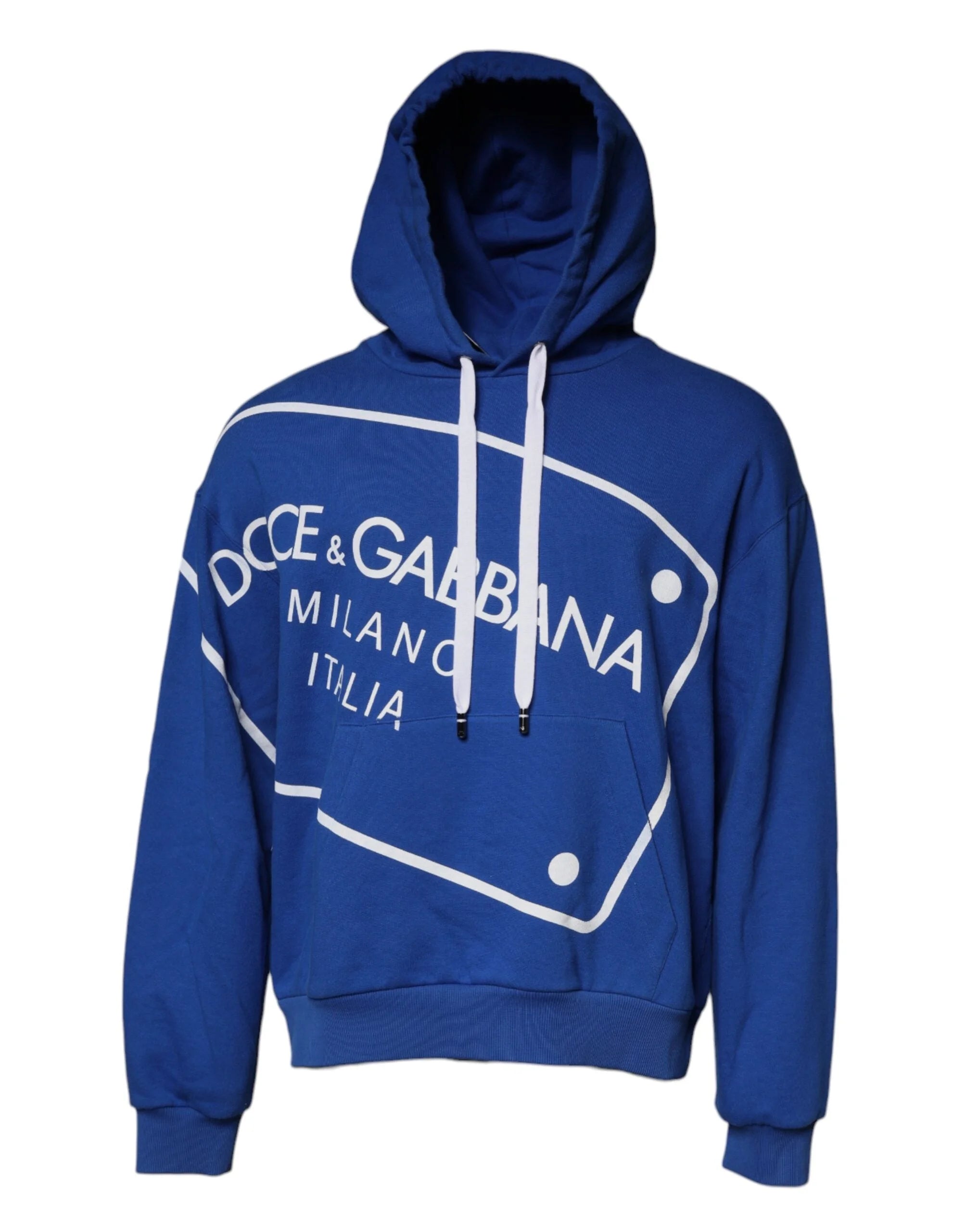 Dolce & Gabbana Blue Logo Print Hooded Sweatshirt Sweater - IT52 | XL - Hoodies