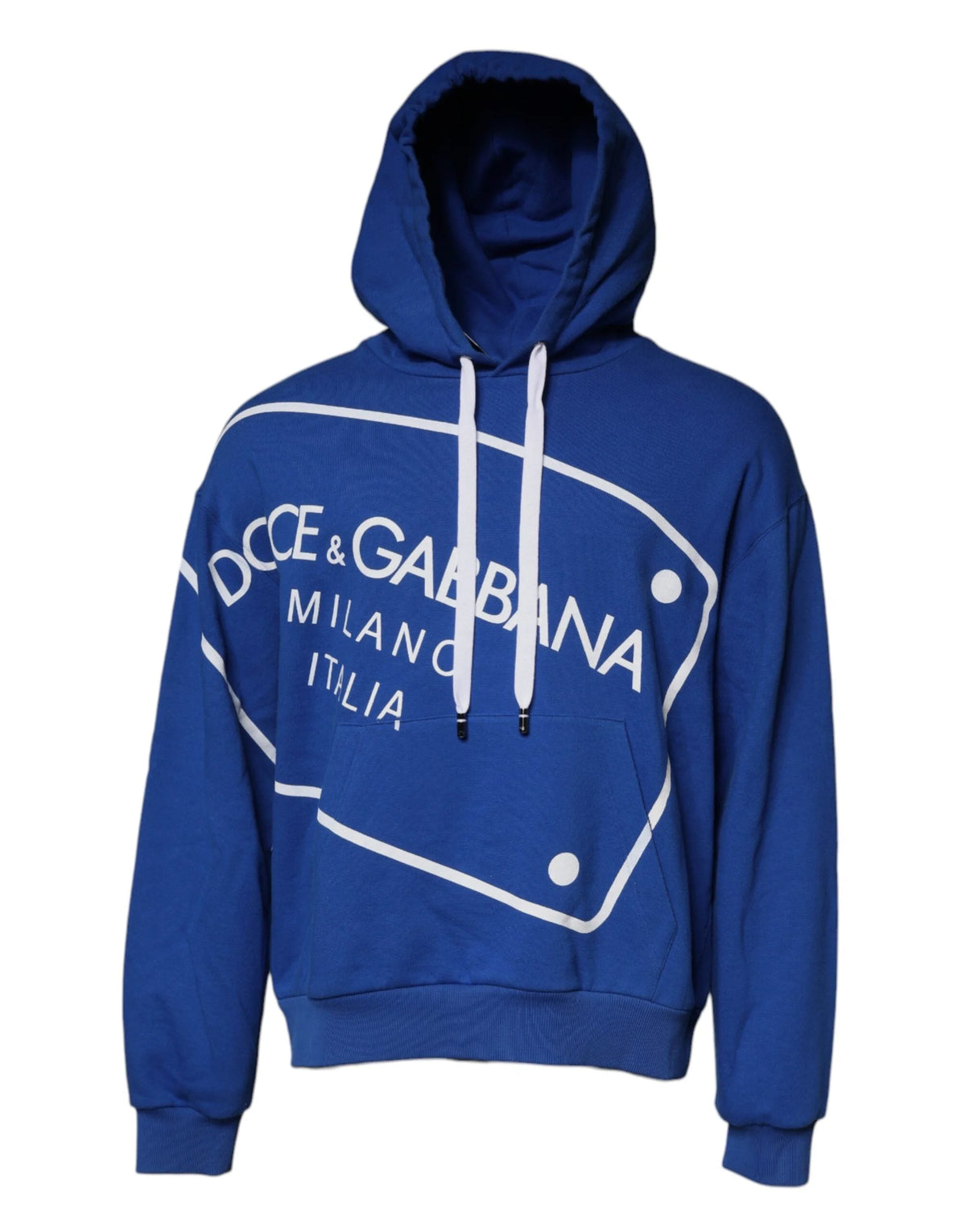 Dolce & Gabbana Blue Logo Print Hooded Sweatshirt Sweater - IT52 | XL - Hoodies