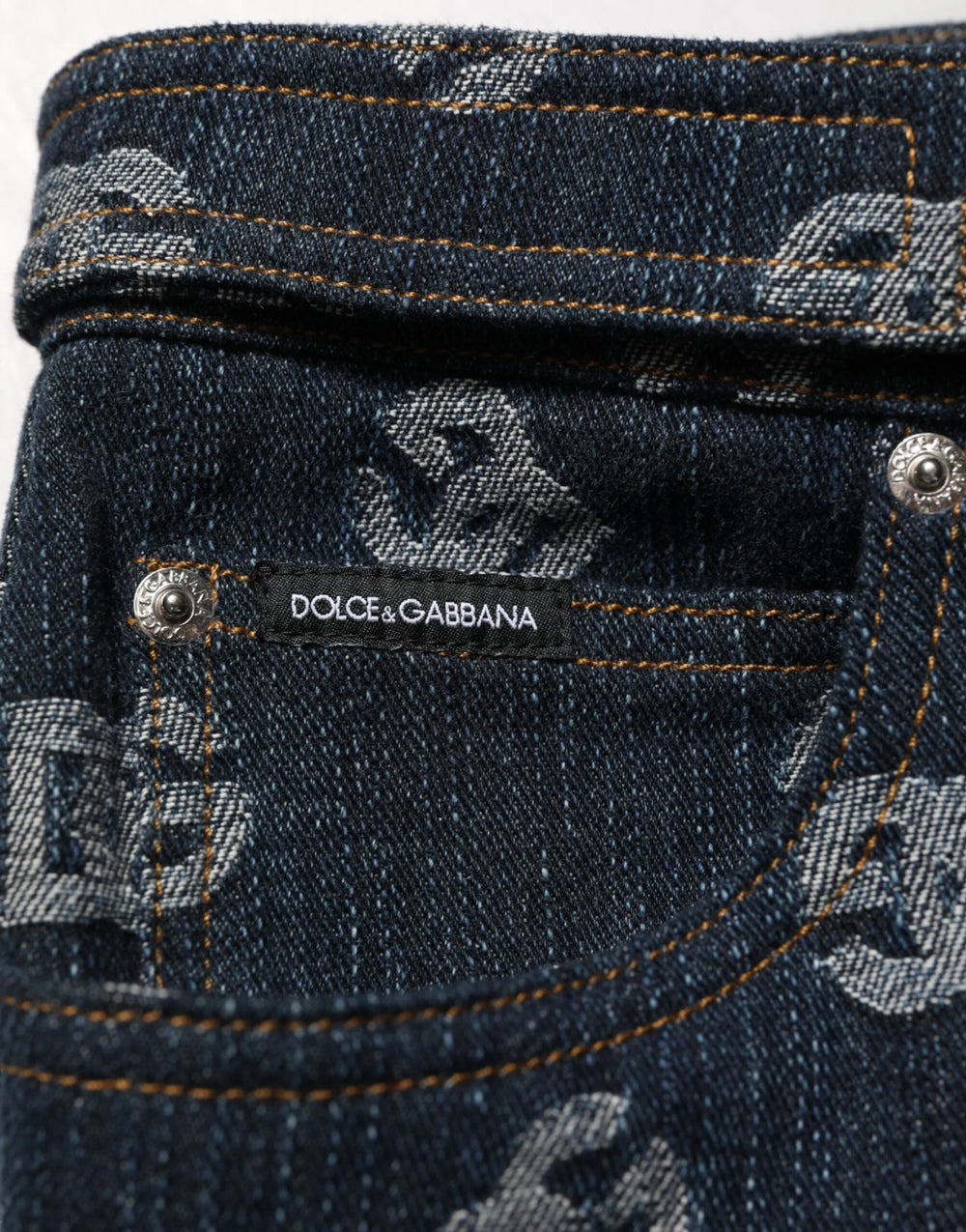 Dolce & Gabbana Blue Logo Print Straight Denim Men Jeans - IT48 | M - Jeans
