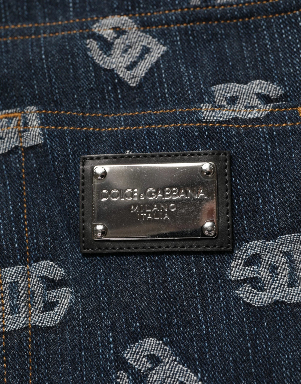 Dolce & Gabbana Blue Logo Print Straight Denim Men Jeans - IT48 | M - Jeans