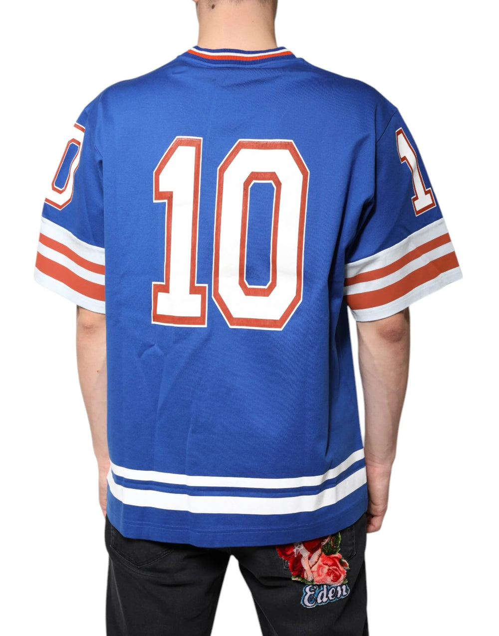 Dolce & Gabbana Blue Logo V-neck Short Sleeve T-shirt - IT52 | XL - T-Shirts