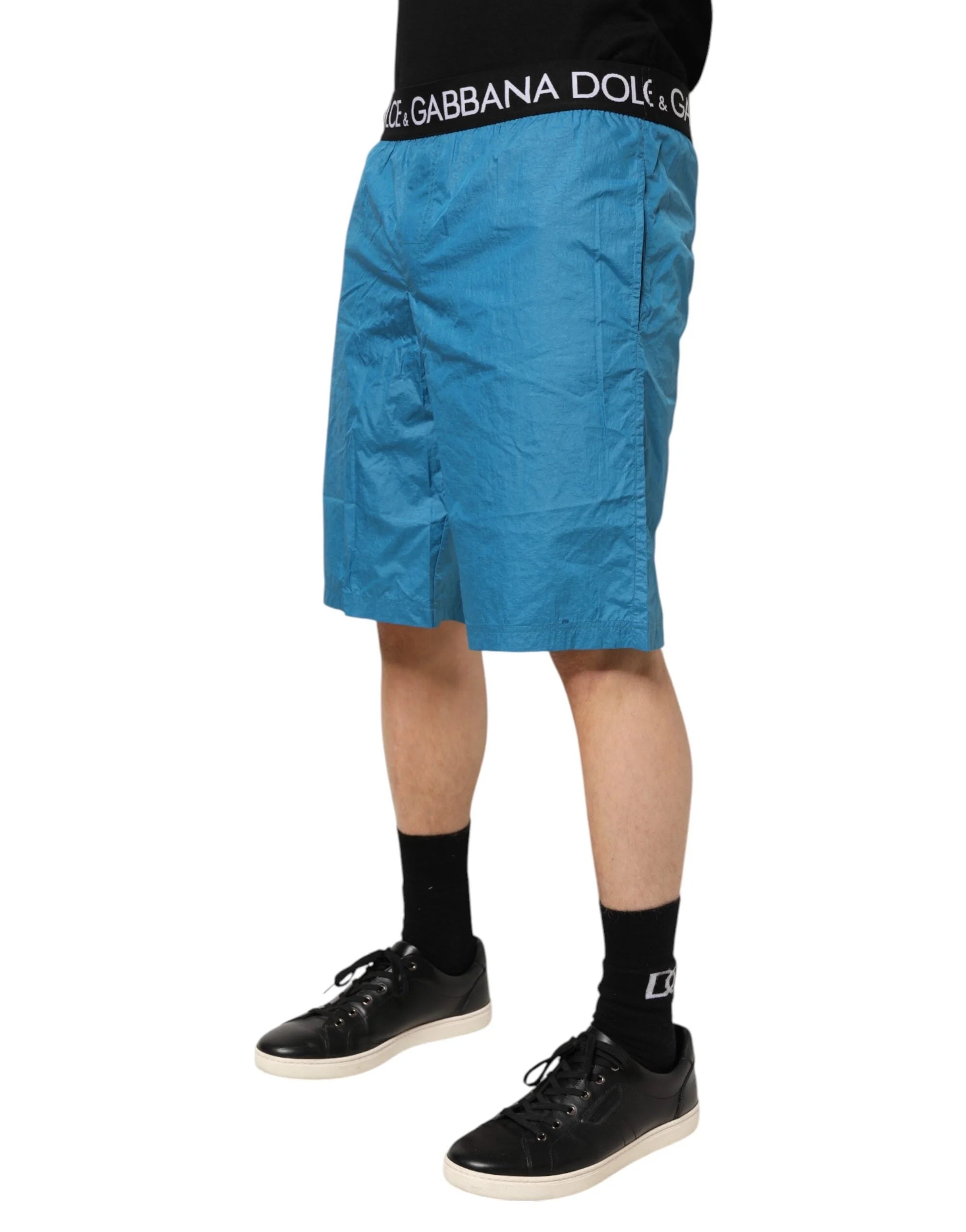 Dolce & Gabbana Blue Logo Waistband Beachwear Shorts Swimwear - IT4 | S