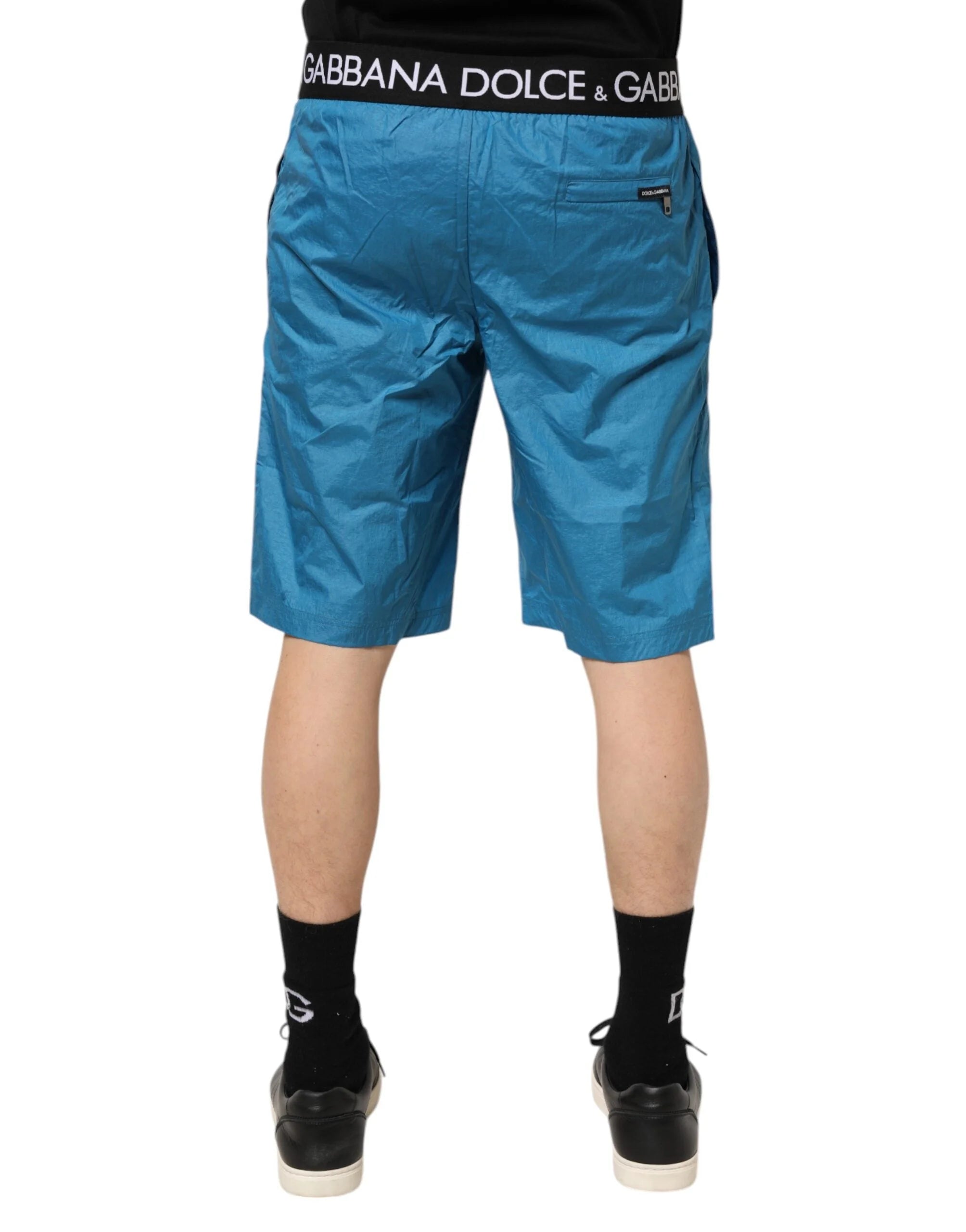 Dolce & Gabbana Blue Logo Waistband Beachwear Shorts Swimwear - IT4 | S