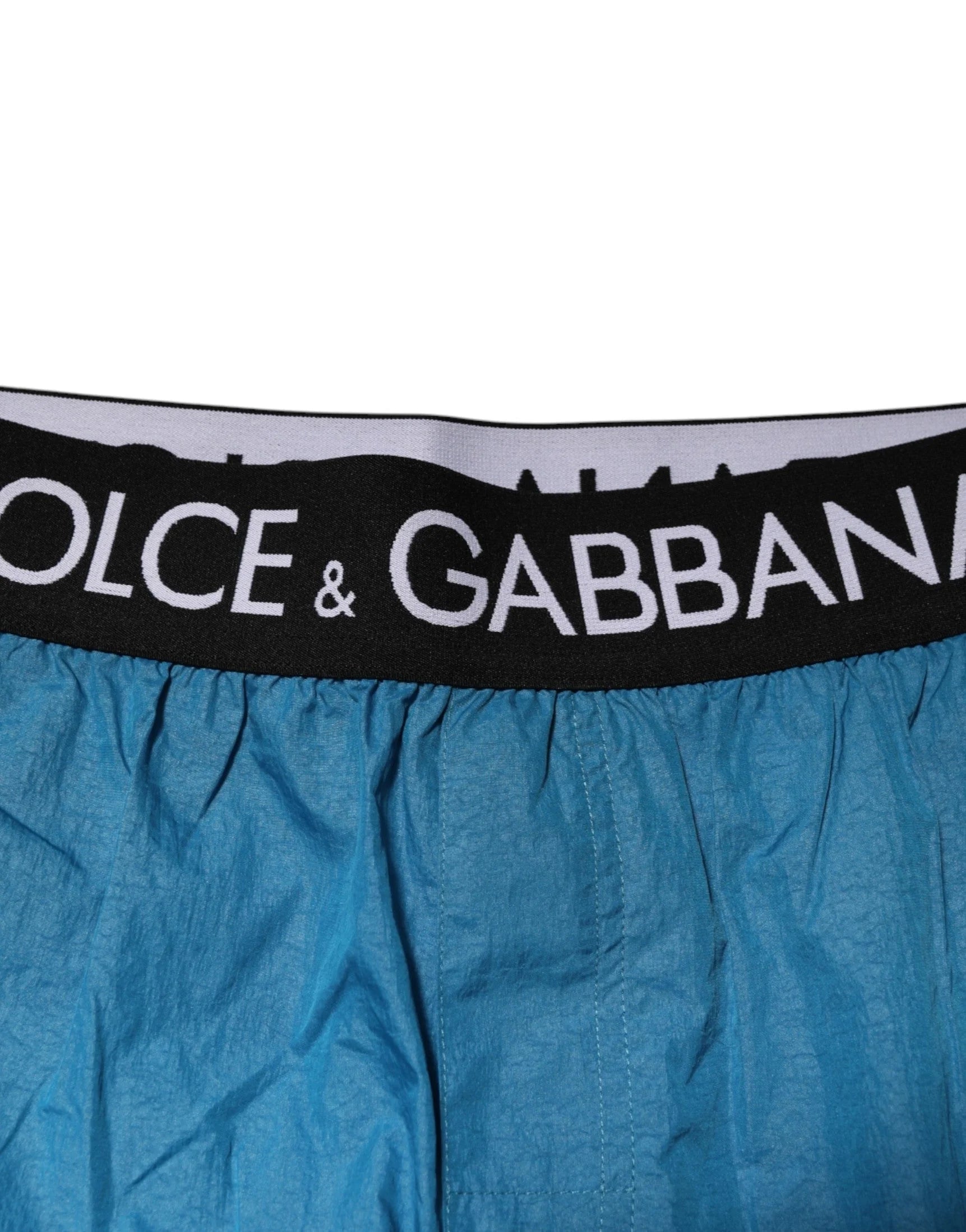 Dolce & Gabbana Blue Logo Waistband Beachwear Shorts Swimwear - IT4 | S