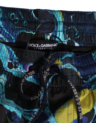 Dolce & Gabbana Blue Marble Print Logo Men Boxer Short Swimwear - IT3 | XS - Boardshorts