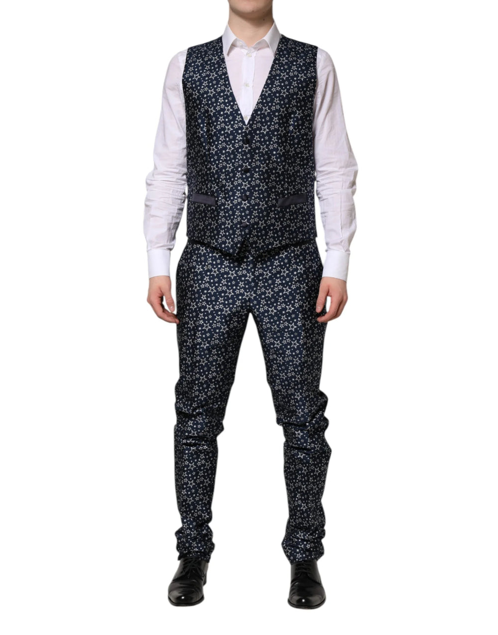 Dolce & Gabbana Blue MARTINI Star Jacquard 3 Piece Suit - IT52 | XL - Tuxedos