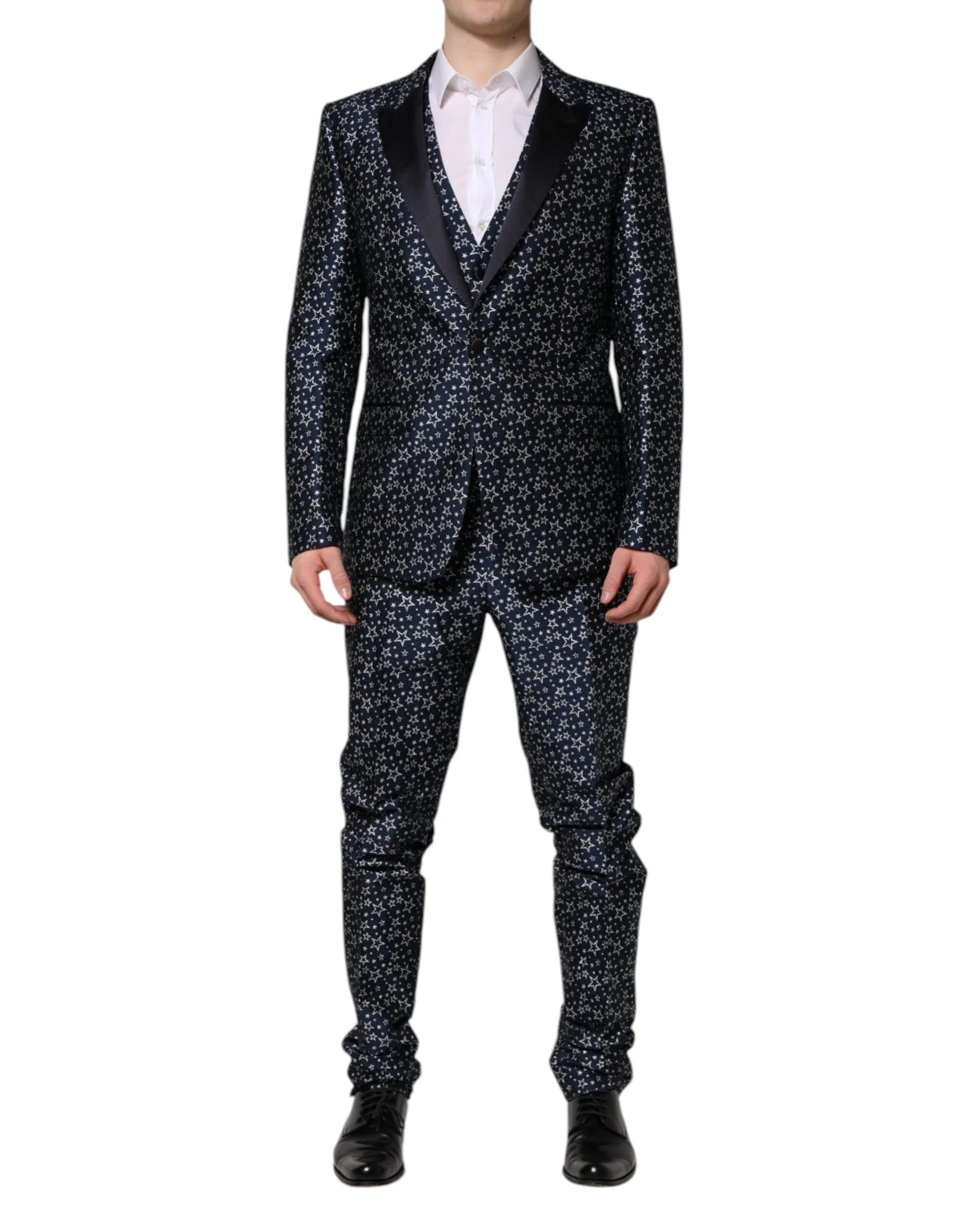 Dolce & Gabbana Blue MARTINI Star Jacquard 3 Piece Suit - IT52 | XL - Tuxedos