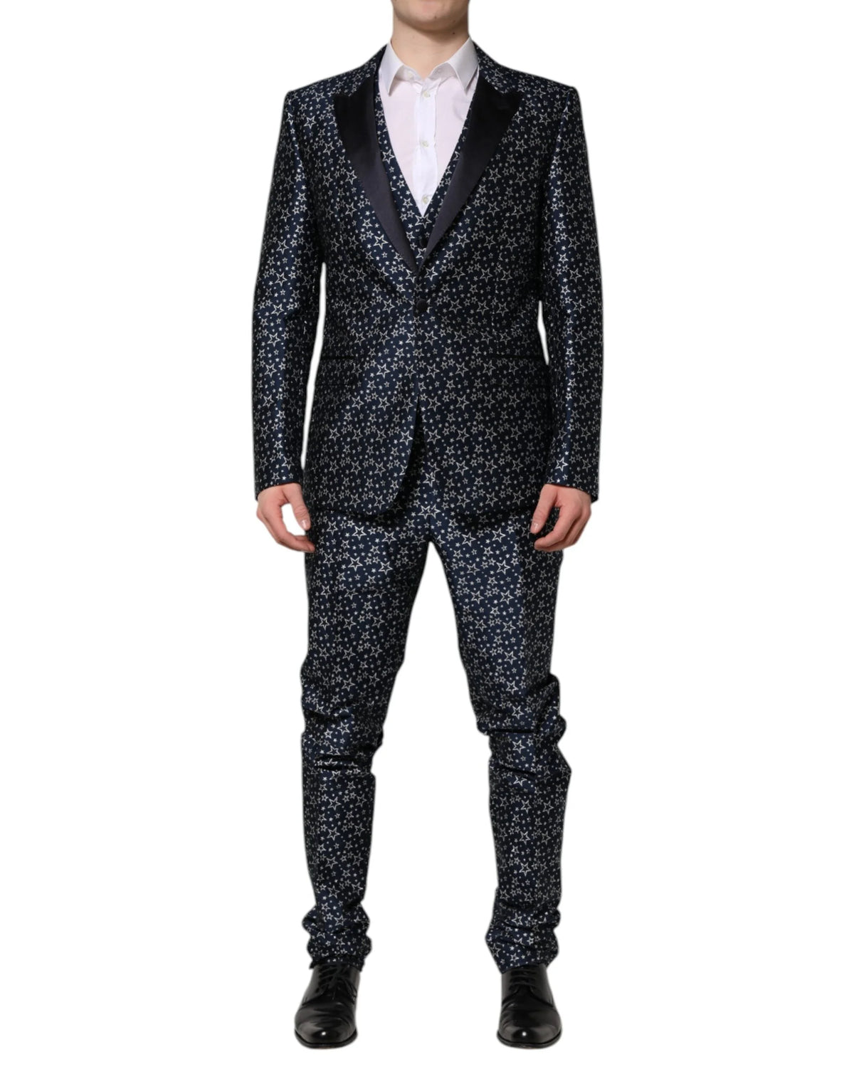 Dolce & Gabbana Blue MARTINI Star Jacquard 3 Piece Suit - IT52 | XL - Tuxedos